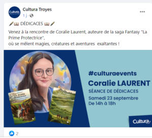 Lire la suite à propos de l’article Présentation de dédicace par le Cultura de Troyes pour le 23 septembre 2023